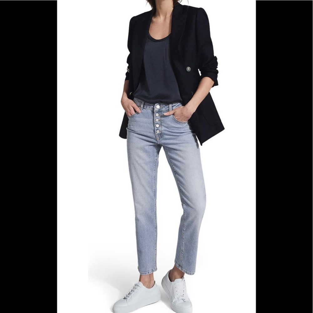 Reiss Bailey Mid Rise-slim-crop jeans in pale blue sz 25